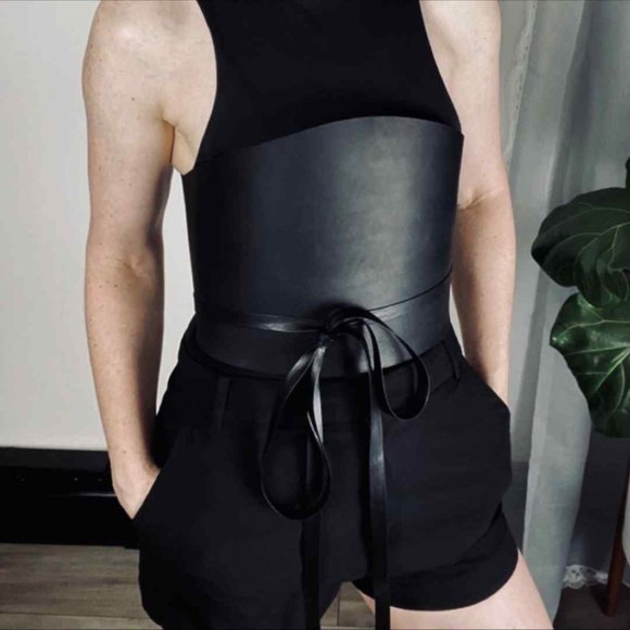 Dehanche Inspired Leather Corset Belt with Tie Straps - Picture 10 of 11